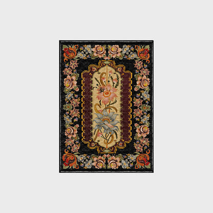 Waschbarer, langlebiger Anti-Rutsch-Teppich im Vintage-Stil mit Blumenmuster