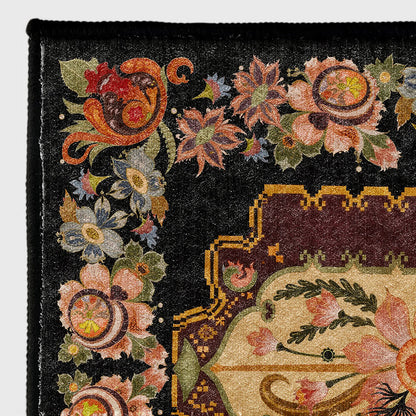 Waschbarer, langlebiger Anti-Rutsch-Teppich im Vintage-Stil mit Blumenmuster