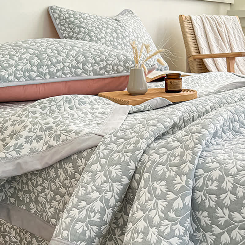 Jacquard-Tagesdecke mit frischem Blumenmuster