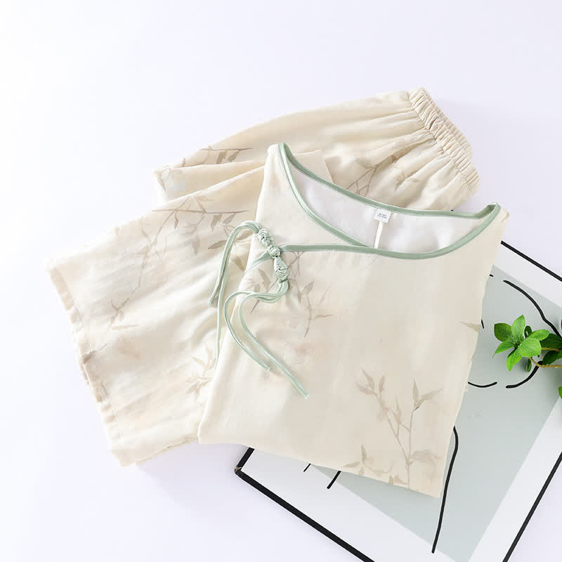 Pyjama-Set aus Bambusfaser mit Vintage-Bambusdruck