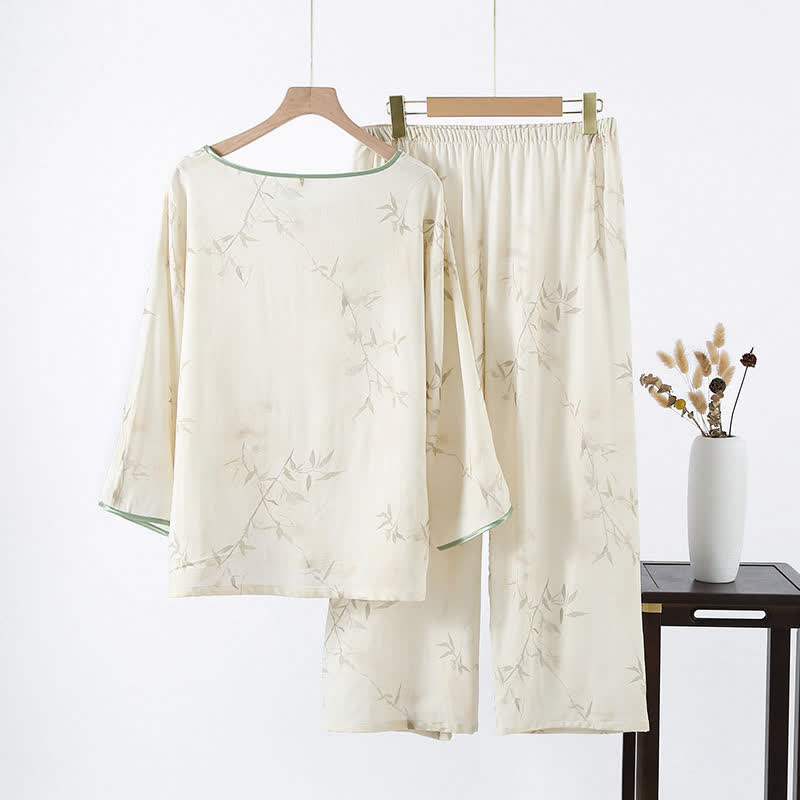 Pyjama-Set aus Bambusfaser mit Vintage-Bambusdruck