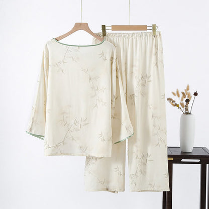 Pyjama-Set aus Bambusfaser mit Vintage-Bambusdruck
