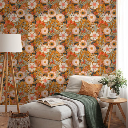 Elegante florale DIY-Tapete zum Abziehen und Aufkleben