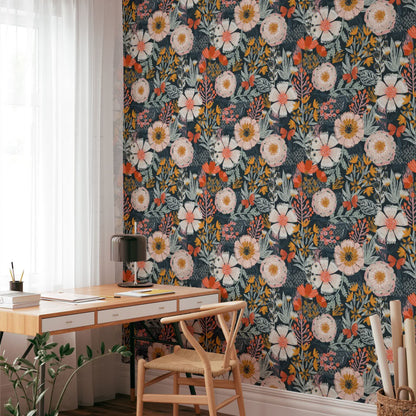 Elegante florale DIY-Tapete zum Abziehen und Aufkleben