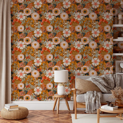 Elegante florale DIY-Tapete zum Abziehen und Aufkleben