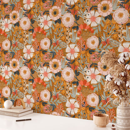 Elegante florale DIY-Tapete zum Abziehen und Aufkleben
