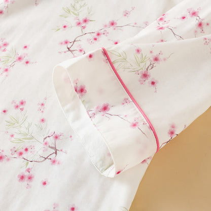 Pyjama-Set aus Bambus-Baumwolle mit Vintage-Pflaumenblüten-Print