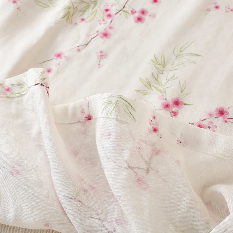 Pyjama-Set aus Bambus-Baumwolle mit Vintage-Pflaumenblüten-Print