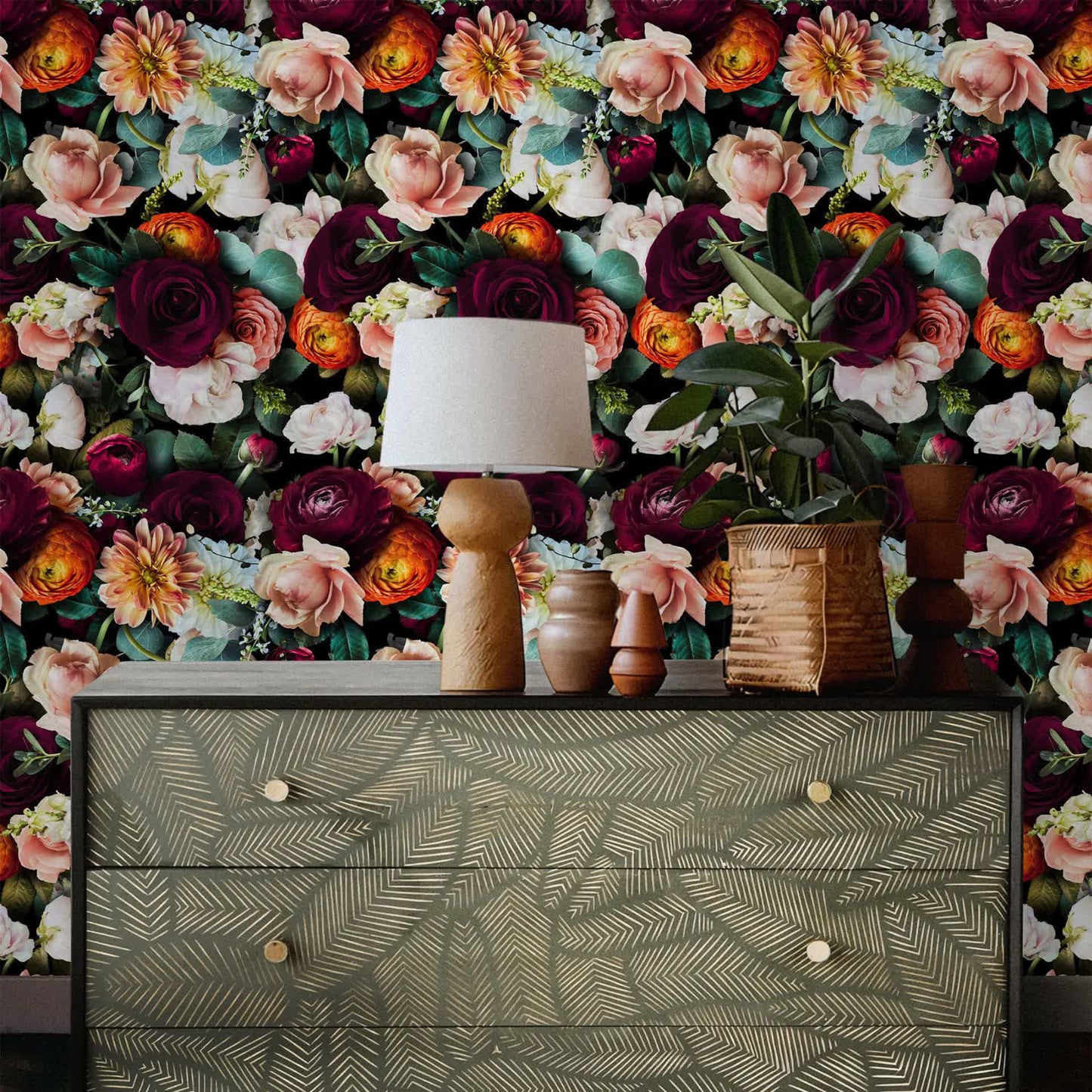 Abnehmbare DIY-Dekortapete mit blühenden Blumen