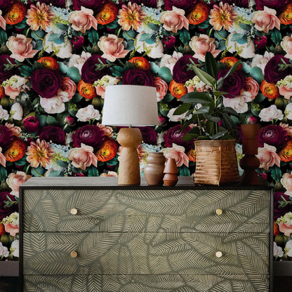 Abnehmbare DIY-Dekortapete mit blühenden Blumen
