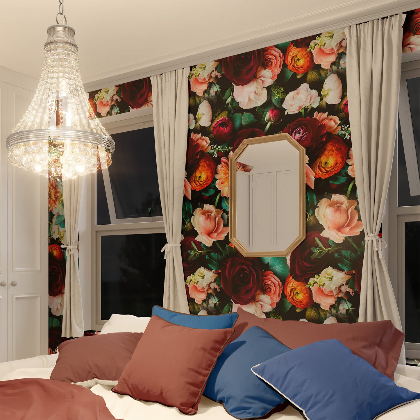 Abnehmbare DIY-Dekortapete mit blühenden Blumen