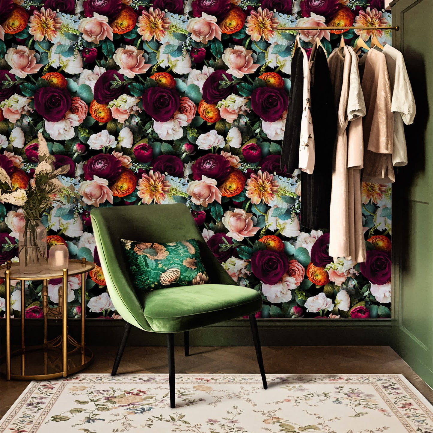 Abnehmbare DIY-Dekortapete mit blühenden Blumen