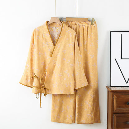 Loungewear-Set aus Vintage-Baumwollgaze mit lockerer Krawatte