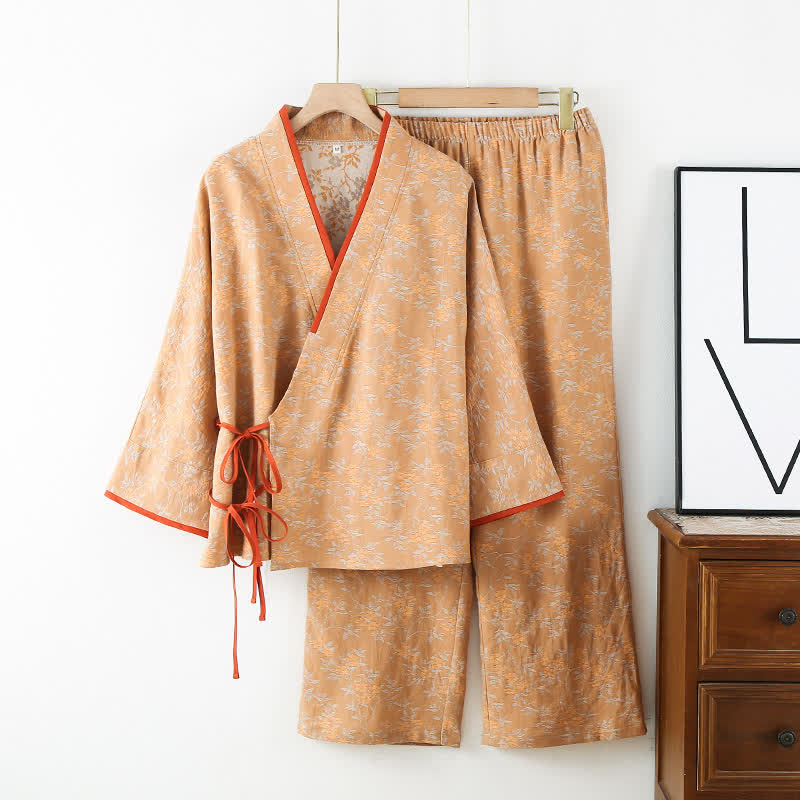 Loungewear-Set aus Vintage-Baumwollgaze mit lockerer Krawatte