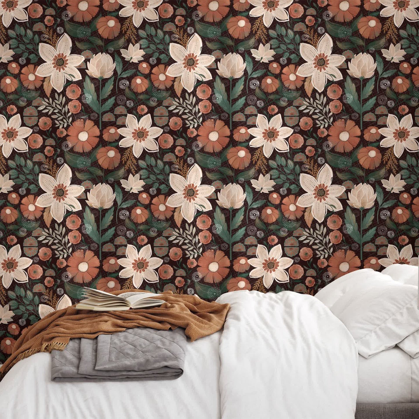 Abnehmbare DIY Boho Blumendekortapete
