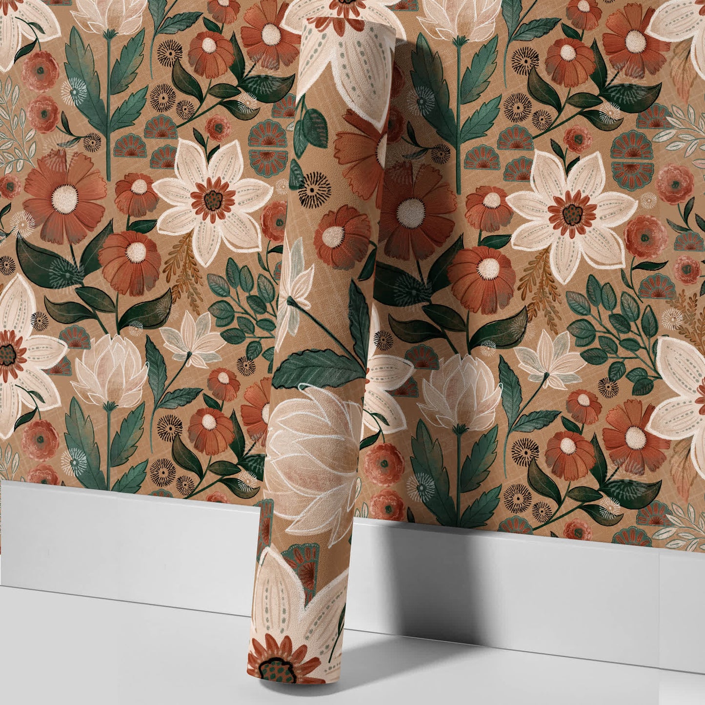 Abnehmbare DIY Boho Blumendekortapete