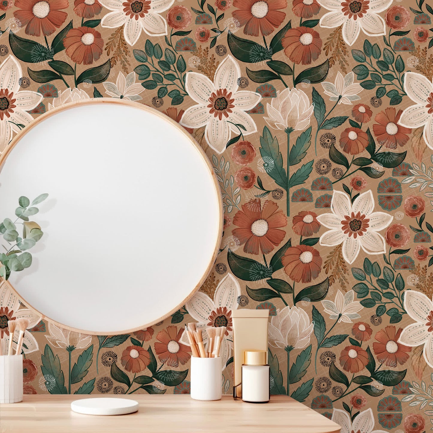 Abnehmbare DIY Boho Blumendekortapete