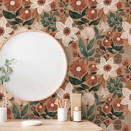 Abnehmbare DIY Boho Blumendekortapete