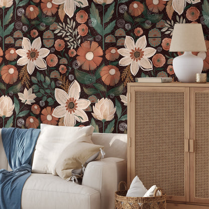 Abnehmbare DIY Boho Blumendekortapete