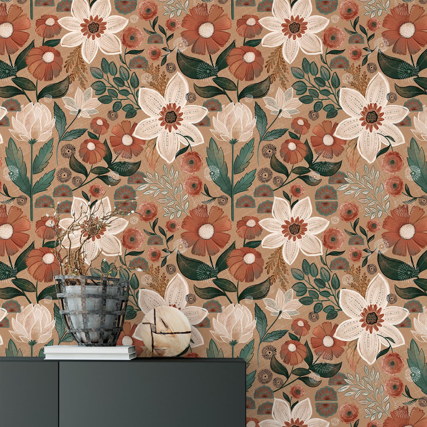 Abnehmbare DIY Boho Blumendekortapete