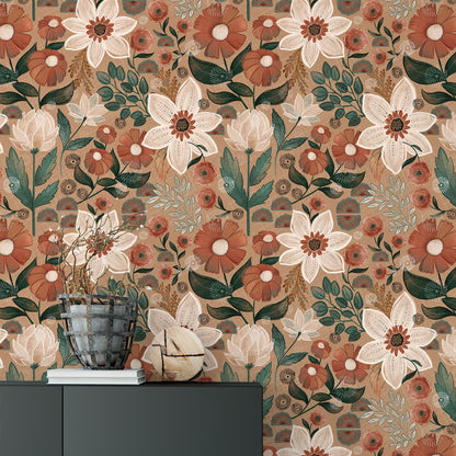 Abnehmbare DIY Boho Blumendekortapete