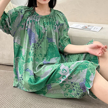 Retro-Loungewear-Set mit Rundhalsausschnitt in Übergröße