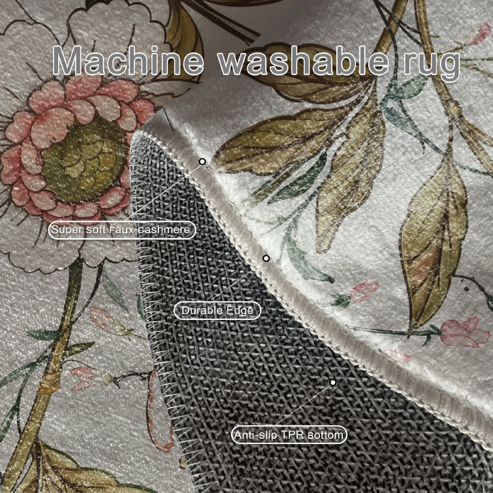 Runder Indoor-Outdoor-Teppich mit Blumenvogel