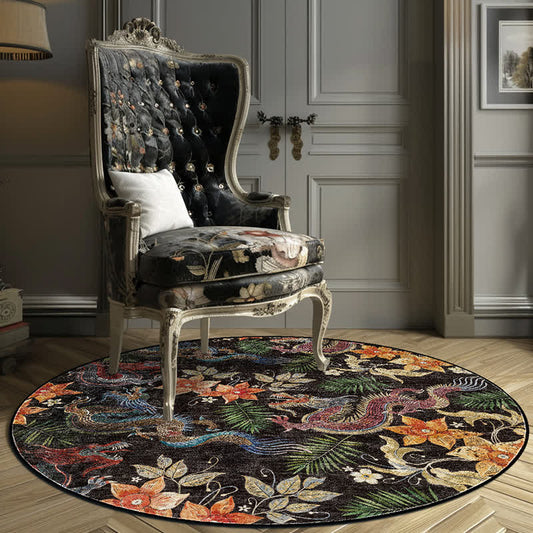 Runder Anti-Rutsch-Teppich mit Vintage-Blumenmuster