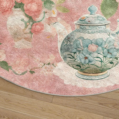 Rutschfester, waschbarer Teppich für drinnen und draußen mit Blumen- und Schmetterlingsmotiv