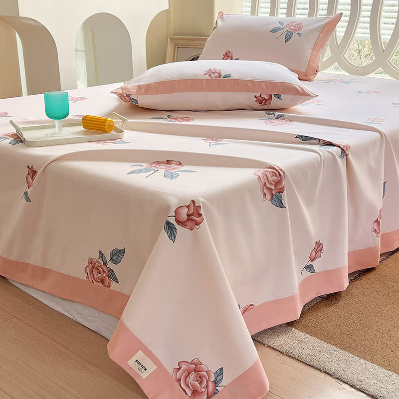 Rustikale Baumwoll-Bettdecke mit Rosenmuster
