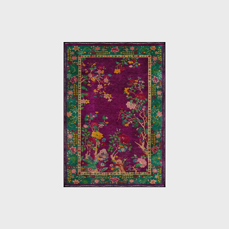 Rutschfester, waschbarer dekorativer Vintage-Teppich mit Blumenmuster