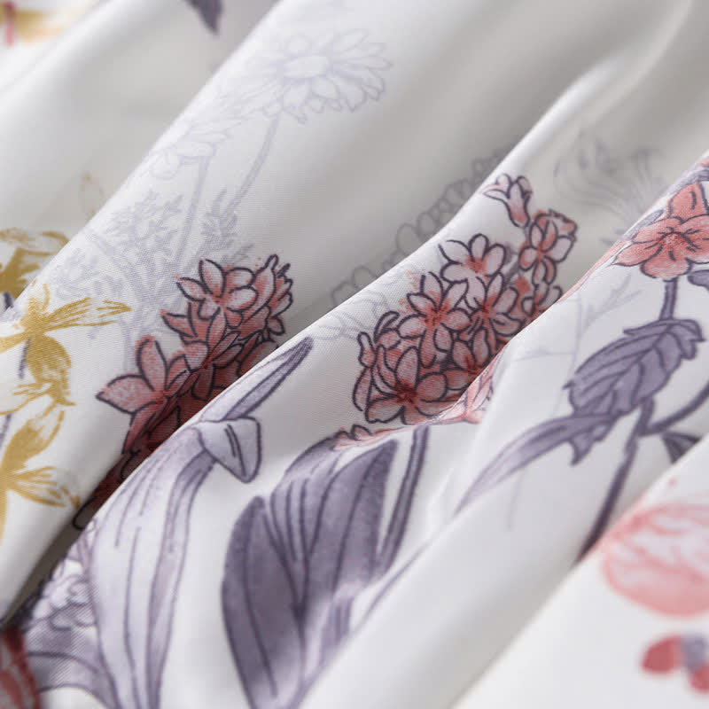 Elegante Sommer-Steppbettwäsche mit Blumenmuster