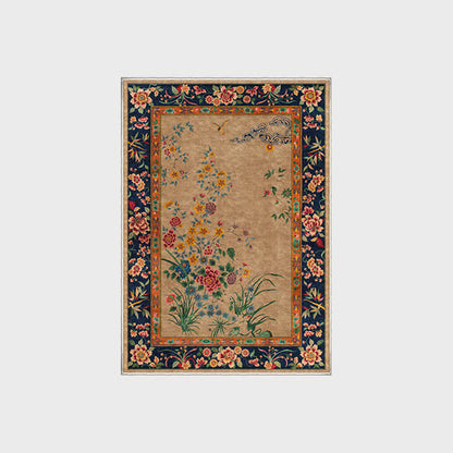Waschbarer, strapazierfähiger dekorativer Vintage-Teppich mit Blumenmuster