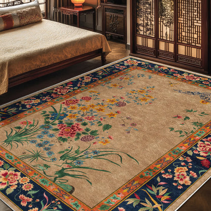 Waschbarer, strapazierfähiger dekorativer Vintage-Teppich mit Blumenmuster