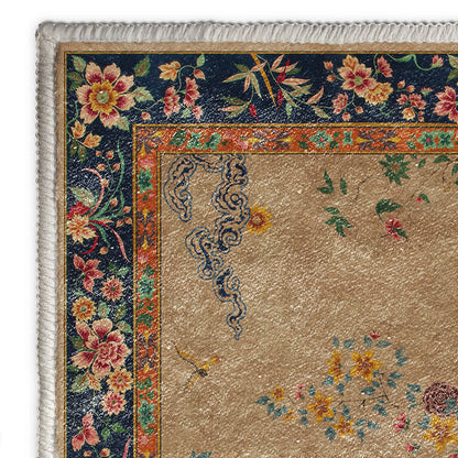 Waschbarer, strapazierfähiger dekorativer Vintage-Teppich mit Blumenmuster