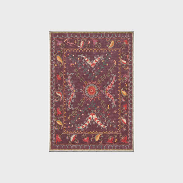 Waschbarer, strapazierfähiger und rutschfester Teppich im Retro-Paisley-Stil