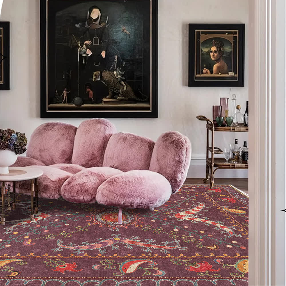 Waschbarer, strapazierfähiger und rutschfester Teppich im Retro-Paisley-Stil