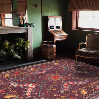 Waschbarer, strapazierfähiger und rutschfester Teppich im Retro-Paisley-Stil