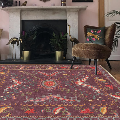Waschbarer, strapazierfähiger und rutschfester Teppich im Retro-Paisley-Stil