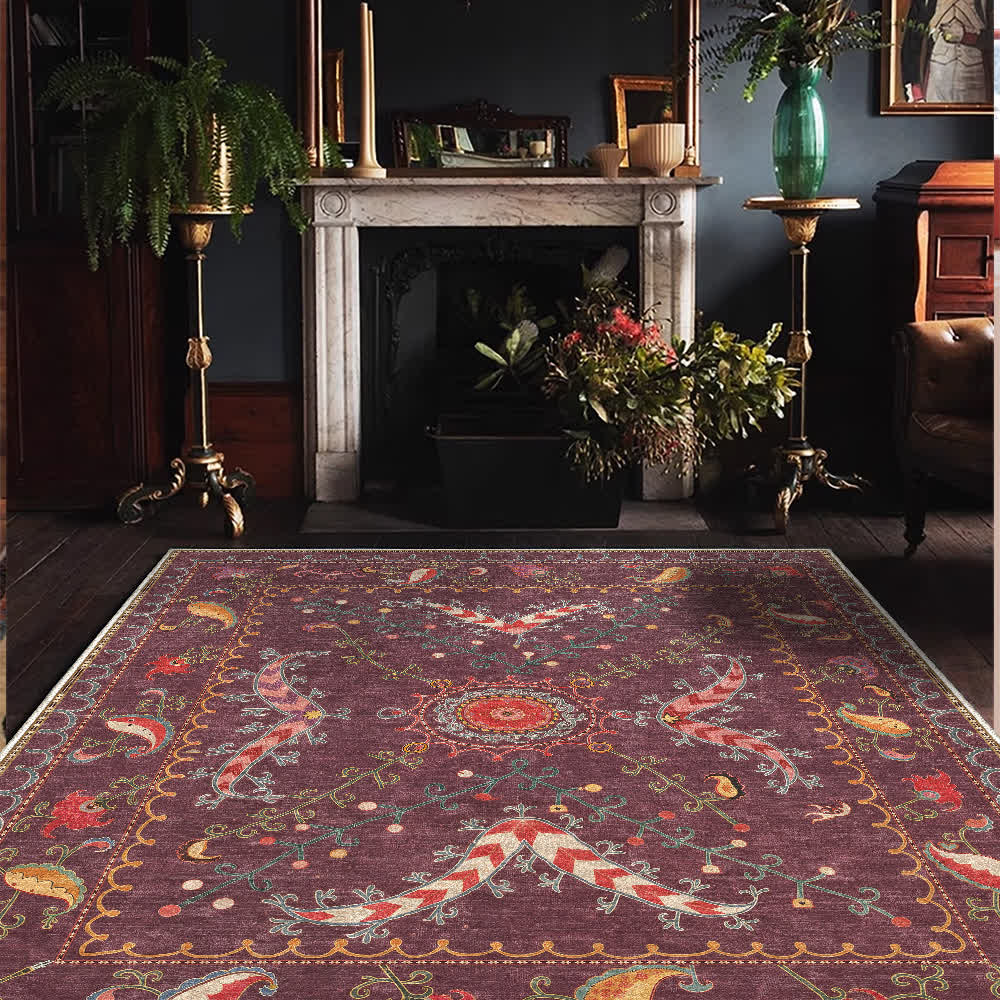 Waschbarer, strapazierfähiger und rutschfester Teppich im Retro-Paisley-Stil