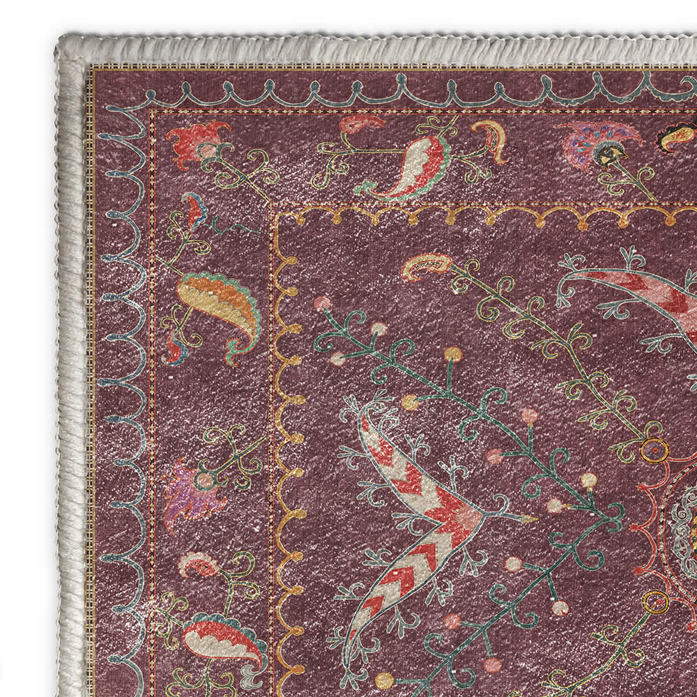 Waschbarer, strapazierfähiger und rutschfester Teppich im Retro-Paisley-Stil