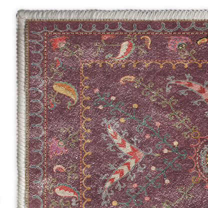 Waschbarer, strapazierfähiger und rutschfester Teppich im Retro-Paisley-Stil