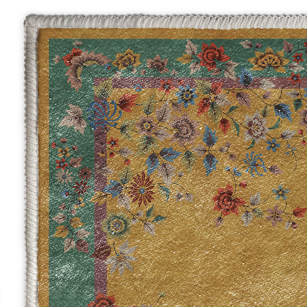 Waschbarer Anti-Rutsch-Teppich mit Vintage-Blumenmotiv