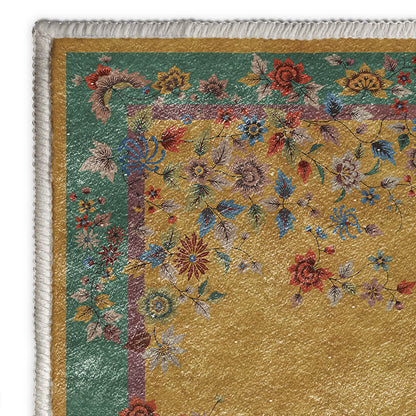 Waschbarer Anti-Rutsch-Teppich mit Vintage-Blumenmotiv