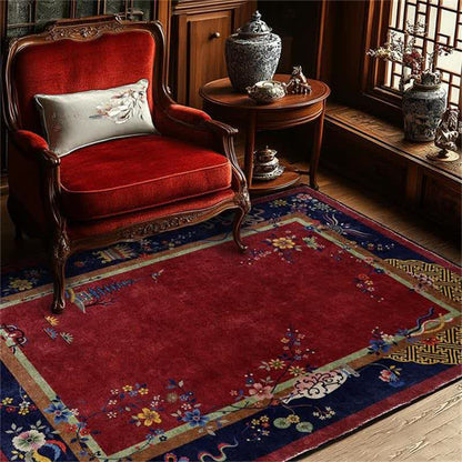 Rutschfester, waschbarer Teppich mit eleganten Blumen