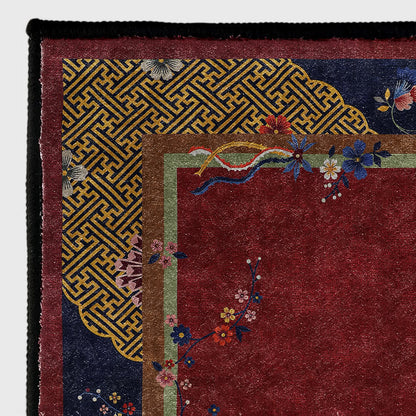 Rutschfester, waschbarer Teppich mit eleganten Blumen