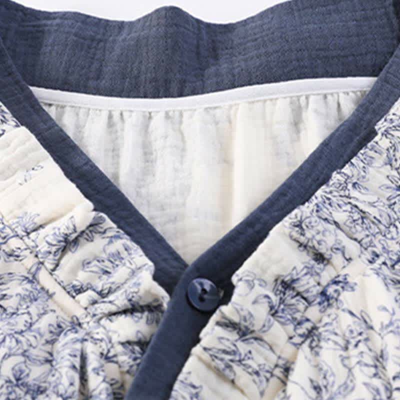 Gepolstertes Nachthemd im Landhausstil mit Bindegürtel und Tasche