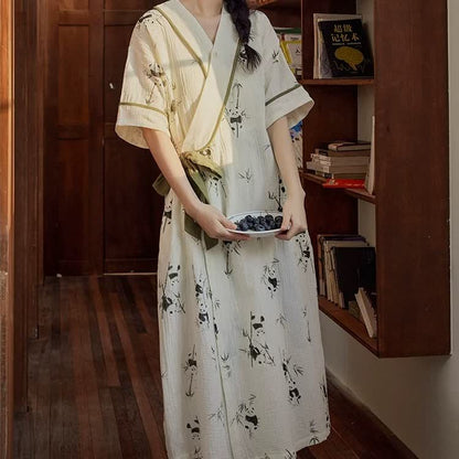 Gepolstertes Nachthemd mit Panda-Print und Tasche