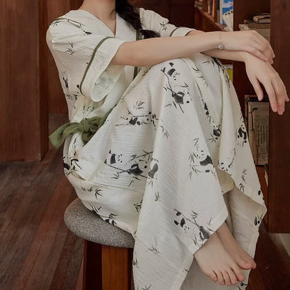 Gepolstertes Nachthemd mit Panda-Print und Tasche