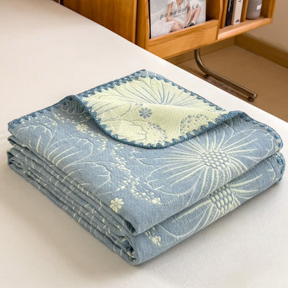 Elegante Wende-Bettdecke aus Baumwollgaze mit Blumenmuster